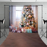 Lofaris Colorful Gifts Bells Xmas Trees Christmas Backdrop